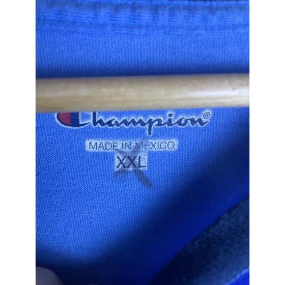 Vintage Champion Ringer Tee – Light Blue/Navy Trim – Made in Mexico – XXL - Picture 3 of 3